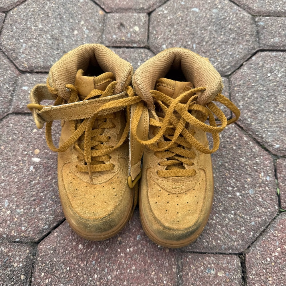 Nike Tan Knit High-Top Air Force One Sneakers
